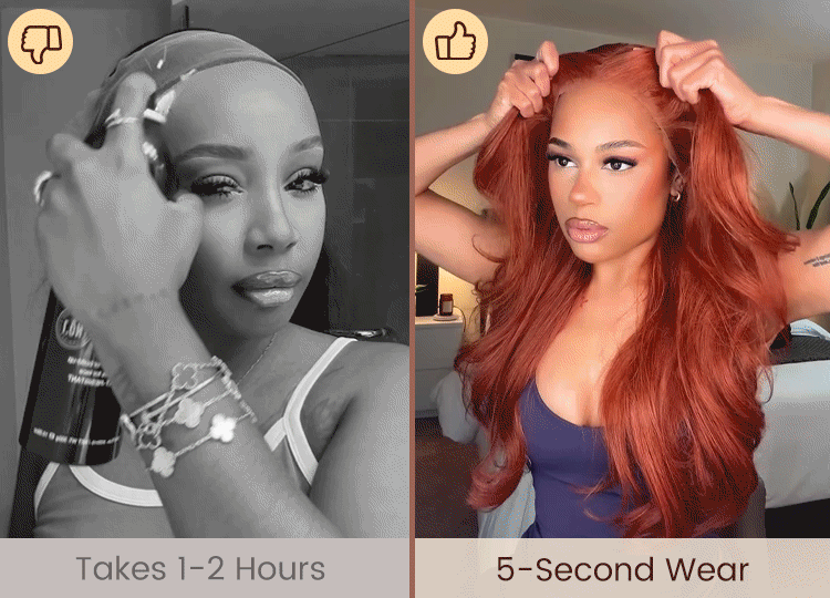 Dark Copper Ginger Glueless Wig