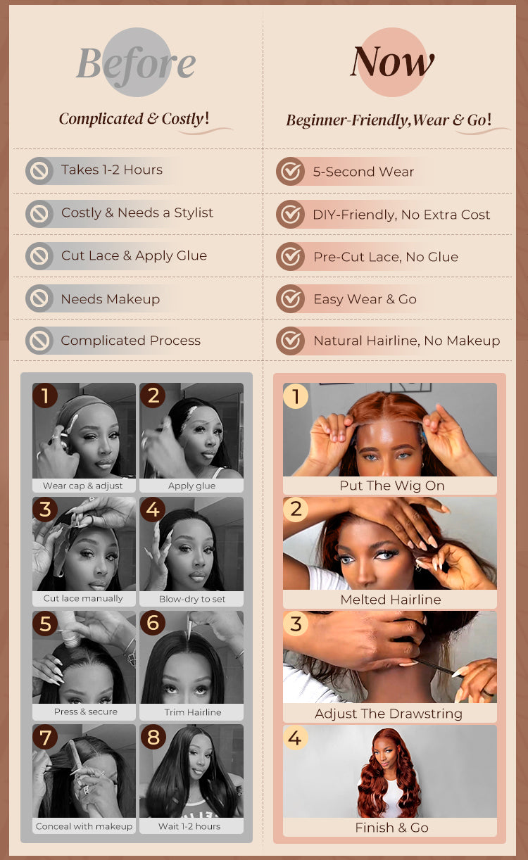 Dark Copper Ginger Glueless Wig