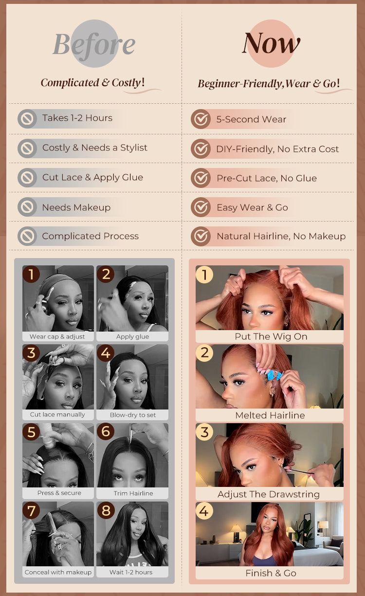 Dark Copper Ginger Glueless Wig