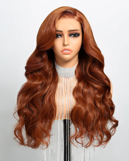 Arabella 13x6 Three-Go™ Dark Copper Ginger Glueless Wig Loose Body Wave With Drawstring 100% Human Hair Wig