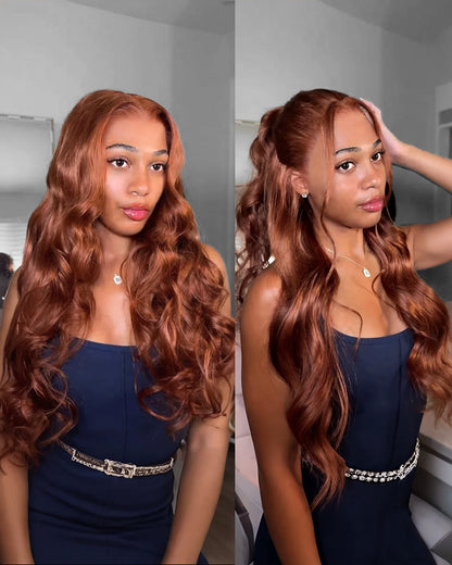 Arabella 13x6 Three-Go™ Dark Copper Ginger Glueless Wig Loose Body Wave With Drawstring 100% Human Hair Wig