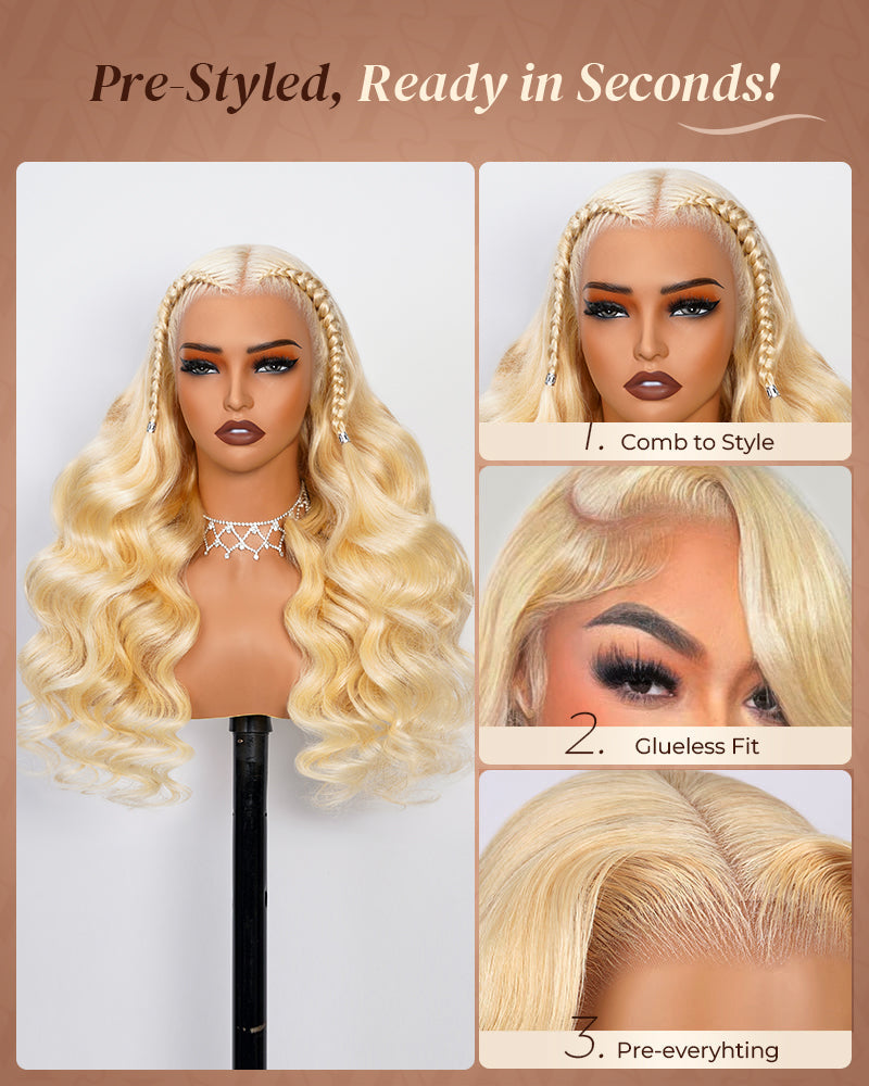 Arabella 13x6 Three-Go™ 613 Blonde Glueless Wig Loose Body Wave With Drawstring 100% Human Hair Wig