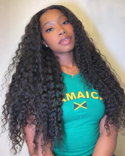 Pure-Luxe™ Water Wave Natural Black Pre-Cut 13x6 Lace Ultra-Dense Glueless Human Hair Wig