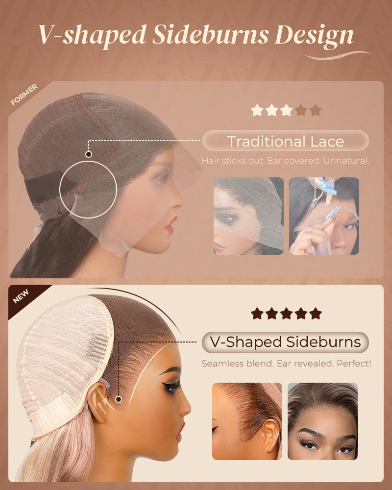 Pure-Luxe™ Blonde Highlights Light Color P10/613 Blowout In Wavy Pre-Cut 13x6 Lace Ultra-Dense Glueless Human Hair Wig