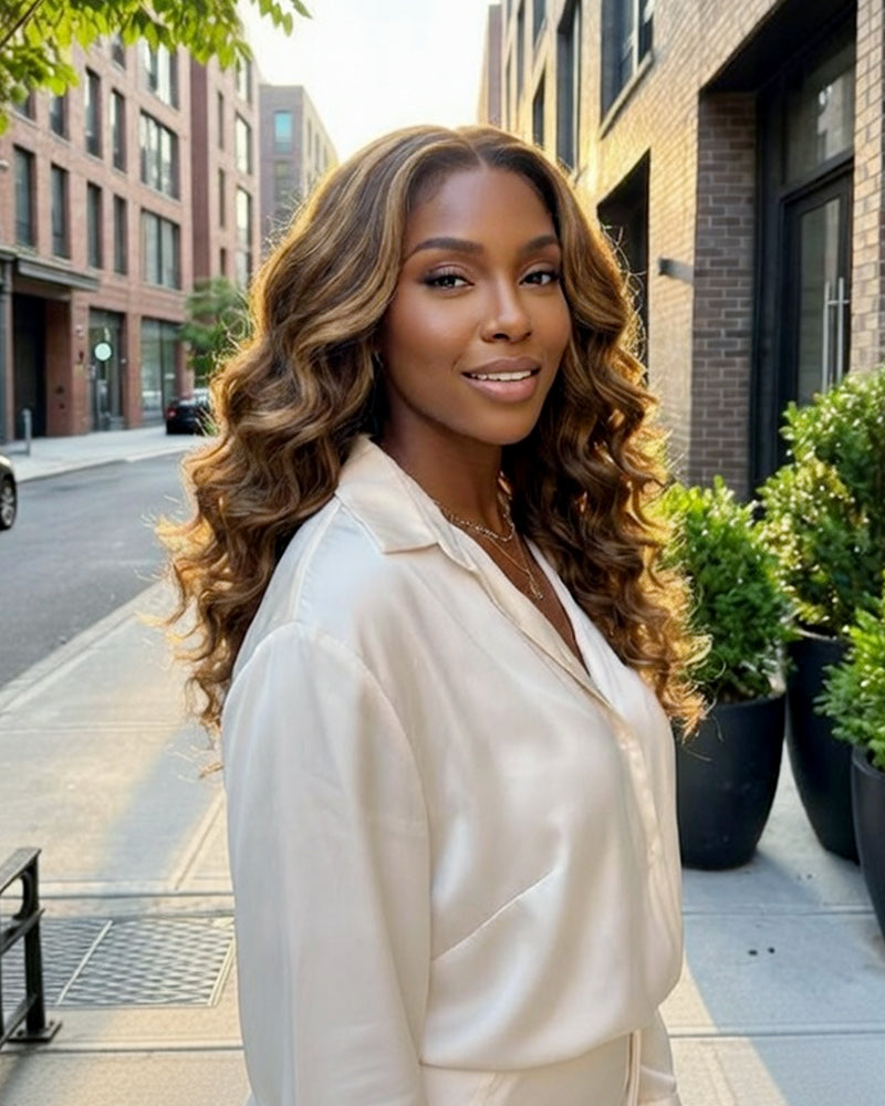 【VIP Offer】Arabella 13x6 Three-Go™ Ombre Highlight Honey Blonde Glueless Wig Wand Curl With Drawstring 100% Human Hair Wig