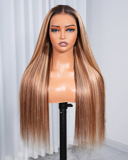 Arabella 13x6 Three-Go™ Ombre Highlight Honey Blonde Glueless Wig Silky Straight With Drawstring 100% Human Hair Wig