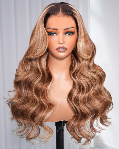 Arabella 13x6 Three-Go™ Ombre Highlight Honey Blonde Glueless Wig Body Wave With Drawstring 100% Human Hair Wig