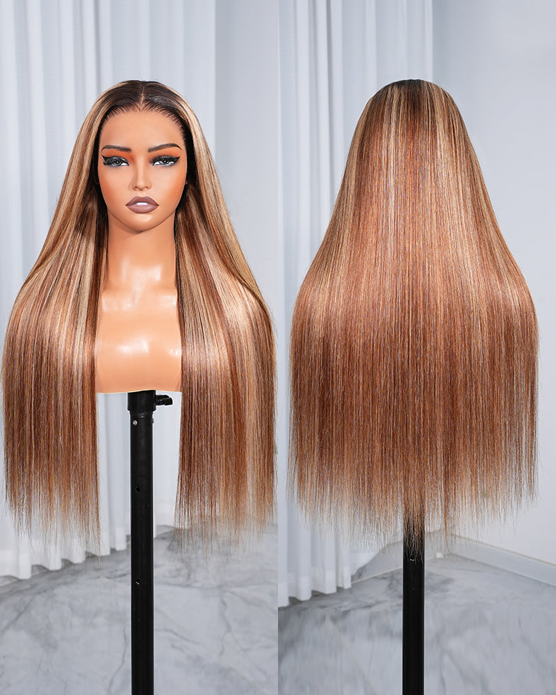 Arabella 13x6 Three-Go™ Ombre Highlight Honey Blonde Glueless Wig Silky Straight With Drawstring 100% Human Hair Wig