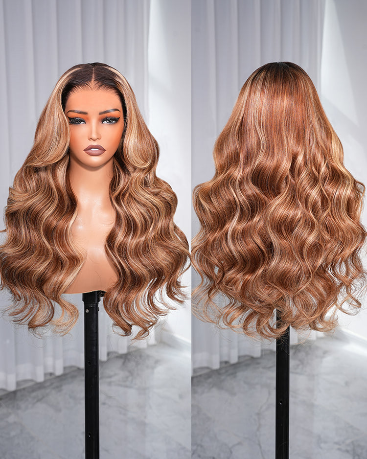 Arabella 13x6 Three-Go™ Ombre Highlight Honey Blonde Glueless Wig Body Wave With Drawstring 100% Human Hair Wig