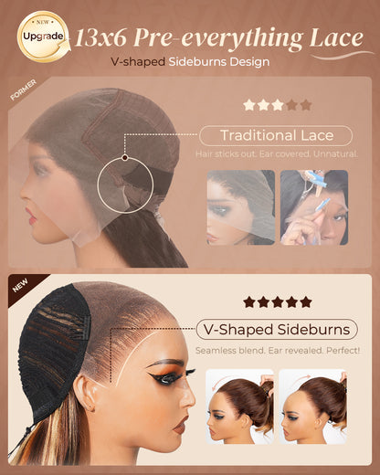 Arabella 13x6 Three-Go™ Ombre Highlight Honey Blonde Glueless Wig Silky Straight With Drawstring 100% Human Hair Wig