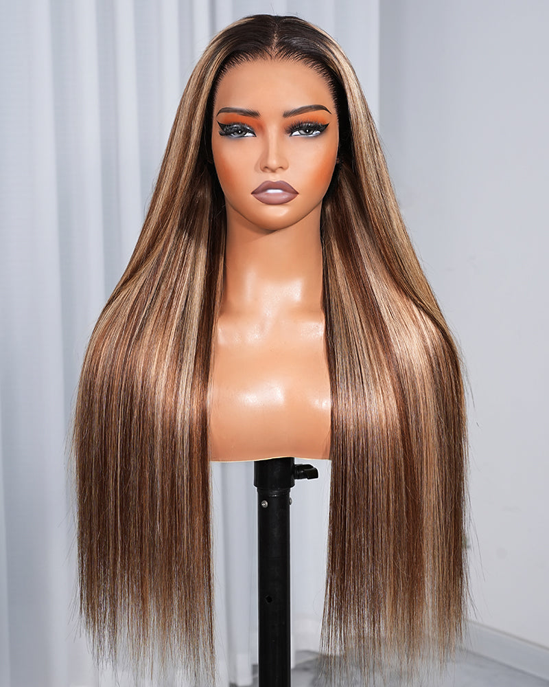 【VIP Offer】Arabella 13x6 Three-Go™ Ombre Highlight Honey Blonde Glueless Wig Silky Straight With Drawstring 100% Human Hair Wig