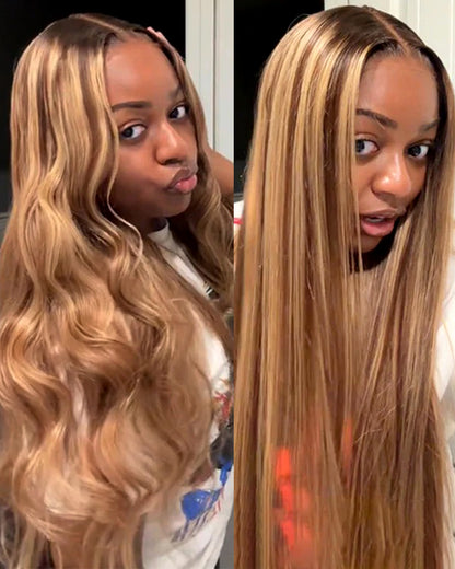 Arabella 13x6 Three-Go™ Ombre Highlight Honey Blonde Glueless Wig Body Wave With Drawstring 100% Human Hair Wig