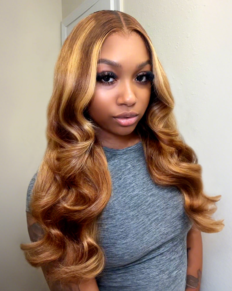 Arabella 13x6 Three-Go™ Ombre Highlight Honey Blonde Glueless Wig Body Wave With Drawstring 100% Human Hair Wig
