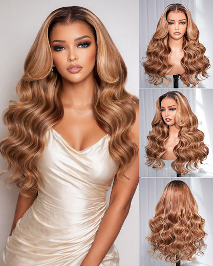 Arabella 13x6 Three-Go™ Ombre Highlight Honey Blonde Glueless Wig Body Wave With Drawstring 100% Human Hair Wig