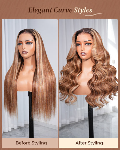Arabella 13x6 Three-Go™ Ombre Highlight Honey Blonde Glueless Wig Body Wave With Drawstring 100% Human Hair Wig