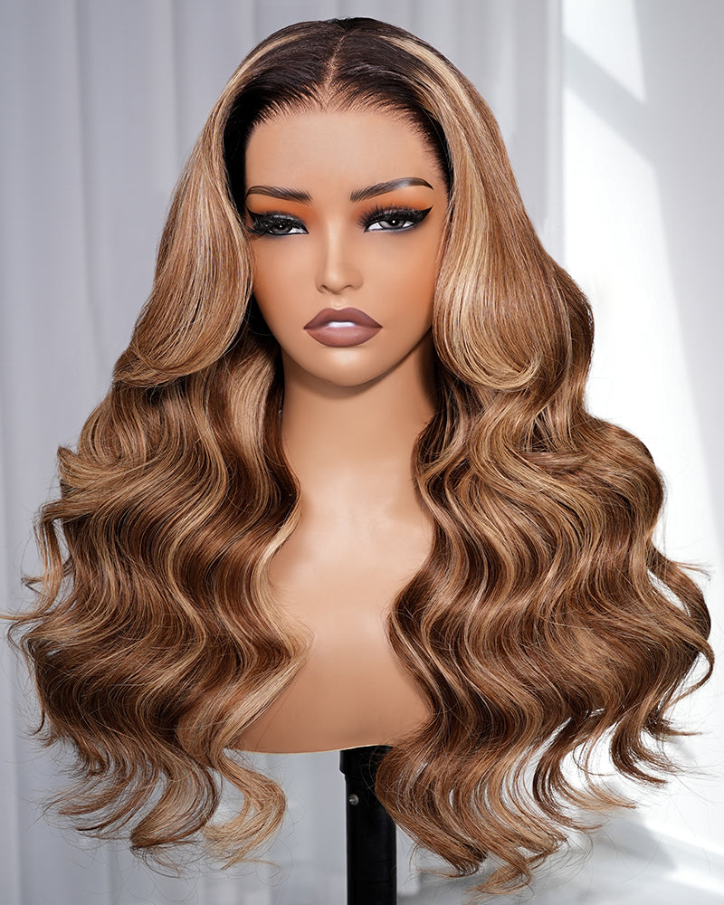 Arabella 13x6 Three-Go™ Ombre Highlight Honey Blonde Glueless Wig Body Wave With Drawstring 100% Human Hair Wig