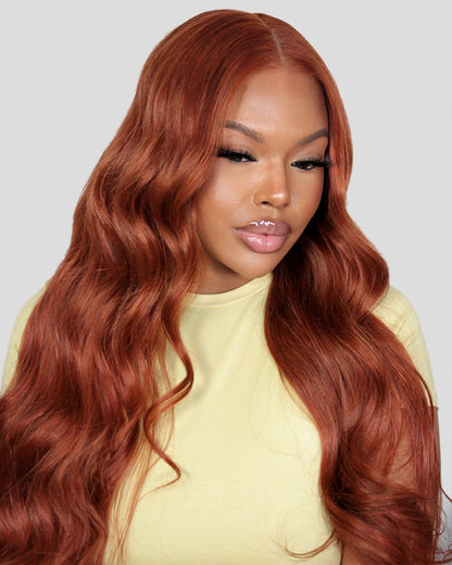 【Extra Long Wigs Sale】Arabella 13x6 Three-Go™ Dark Copper Ginger Glueless Wig Loose Body Wave With Drawstring 100% Human Hair Wig