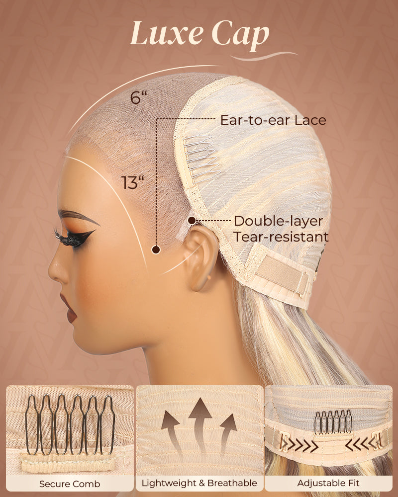 Arabella 13x6 Three-Go™ Glueless Blonde Highlight Loose  Body Wave/Silky Straight Wig With Drawstring For Beginner