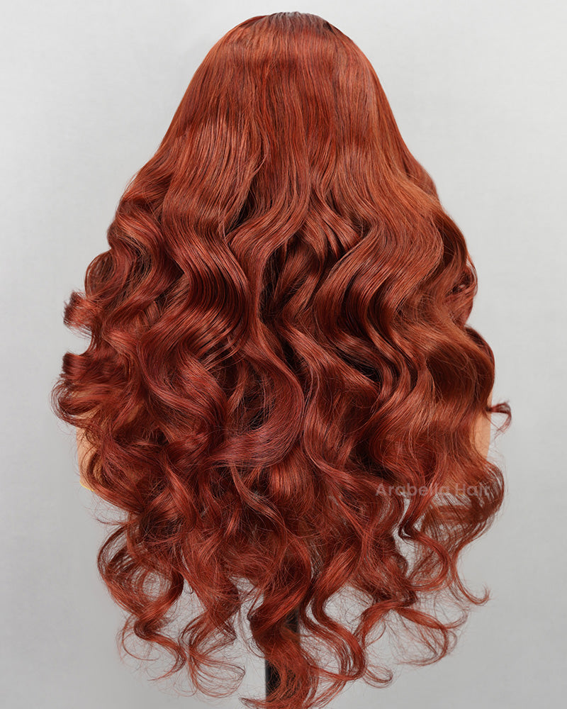 Arabella 13x6 Three-Go™ Reddish Brown Glueless Wig Loose Body Wave With Drawstring 100% Human Hair Wig