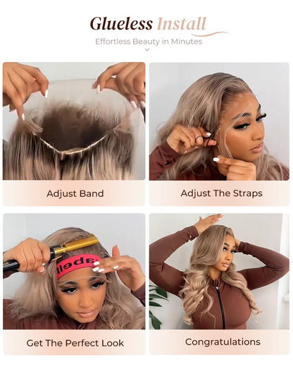 Ash Blonde with Dark Roots Ombre Color Blowout In Wavy 13x4 Lace Front Human Hair Wig Free Part