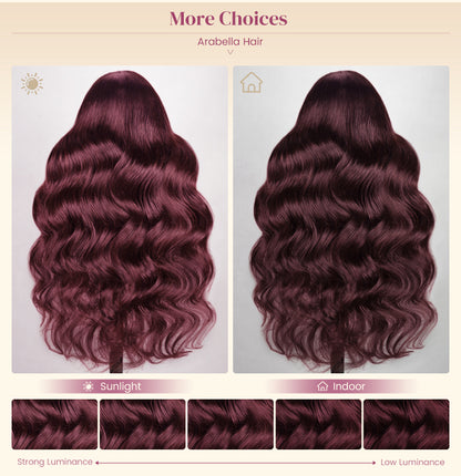 Arabella 13x6 Three-Go™ Dark Plum Glueless Wig Body Wave With Drawstring 100% Human Hair Wig