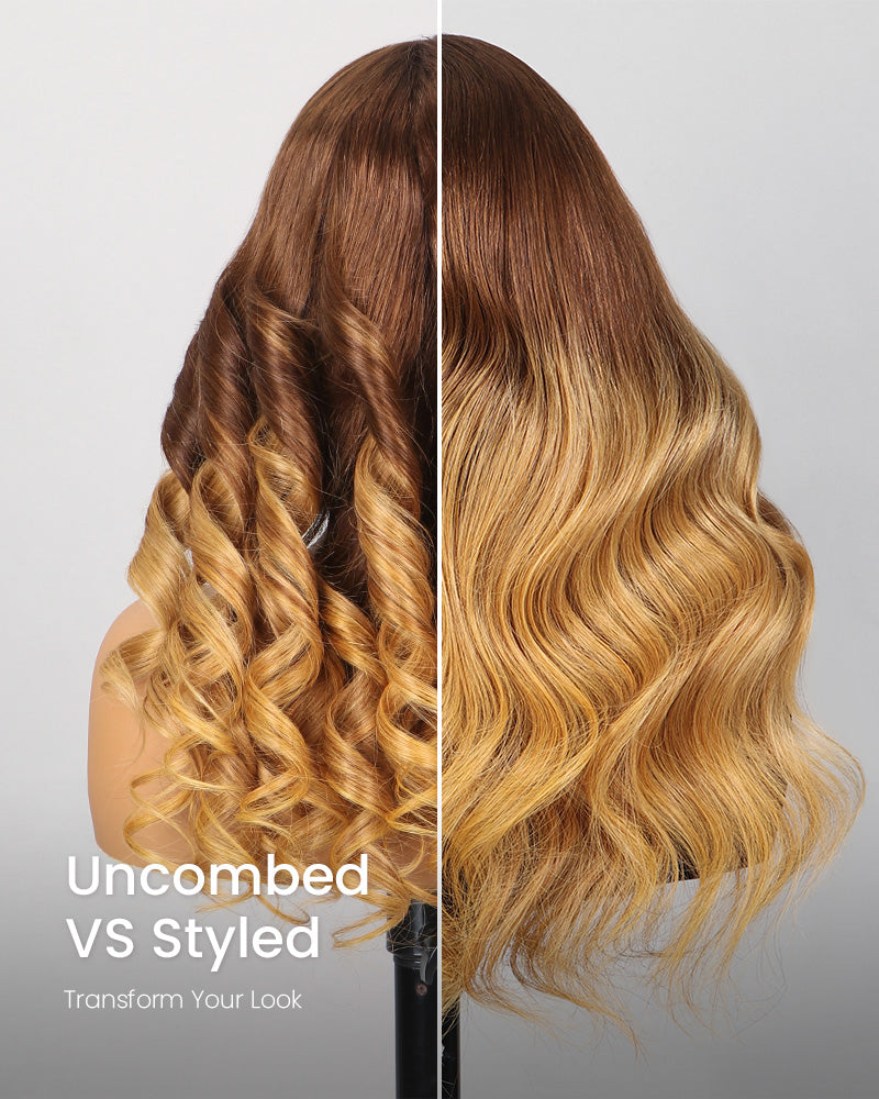 Amber Blonde Ombre Colored Loose Body Wave 13x4 Lace Frontal Human Hair Wig