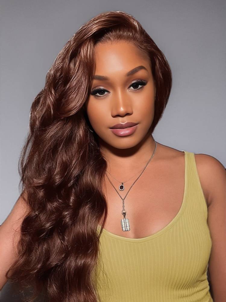 Arabella 6x5 invisible knots Glueless Chocolate Brown Body Wave Wig Pre-cut Lace Beginner Friendly