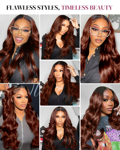 Ombre Cinnamon Brown Colored Loose Body Wave Glueless Pre-Cut 6x5 Lace Human Hair Wig