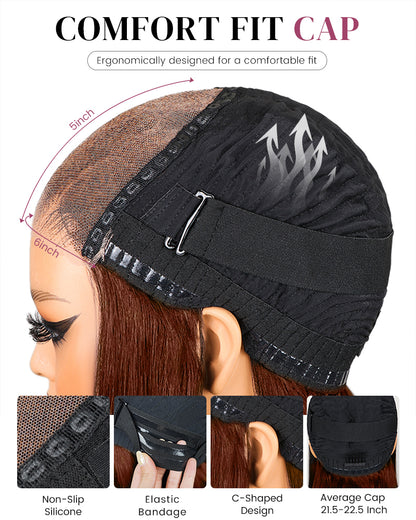 Ombre Cinnamon Brown Colored Loose Body Wave Glueless Pre-Cut 6x5 Lace Human Hair Wig
