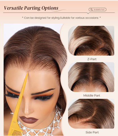 【$299 = 2 WIGS】Arabella 6x5 invisible knots Glueless Ash Blonde Ombre Colored Wig Straight Bob Wig Pre-cut Lace Beginner Friendly