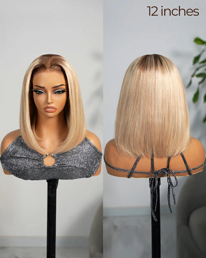 Arabella 6x5 invisible knots Glueless Loose Body Wave Bob Wig Pre-cut Lace Brown Blonde Ombre Beginner Friendly