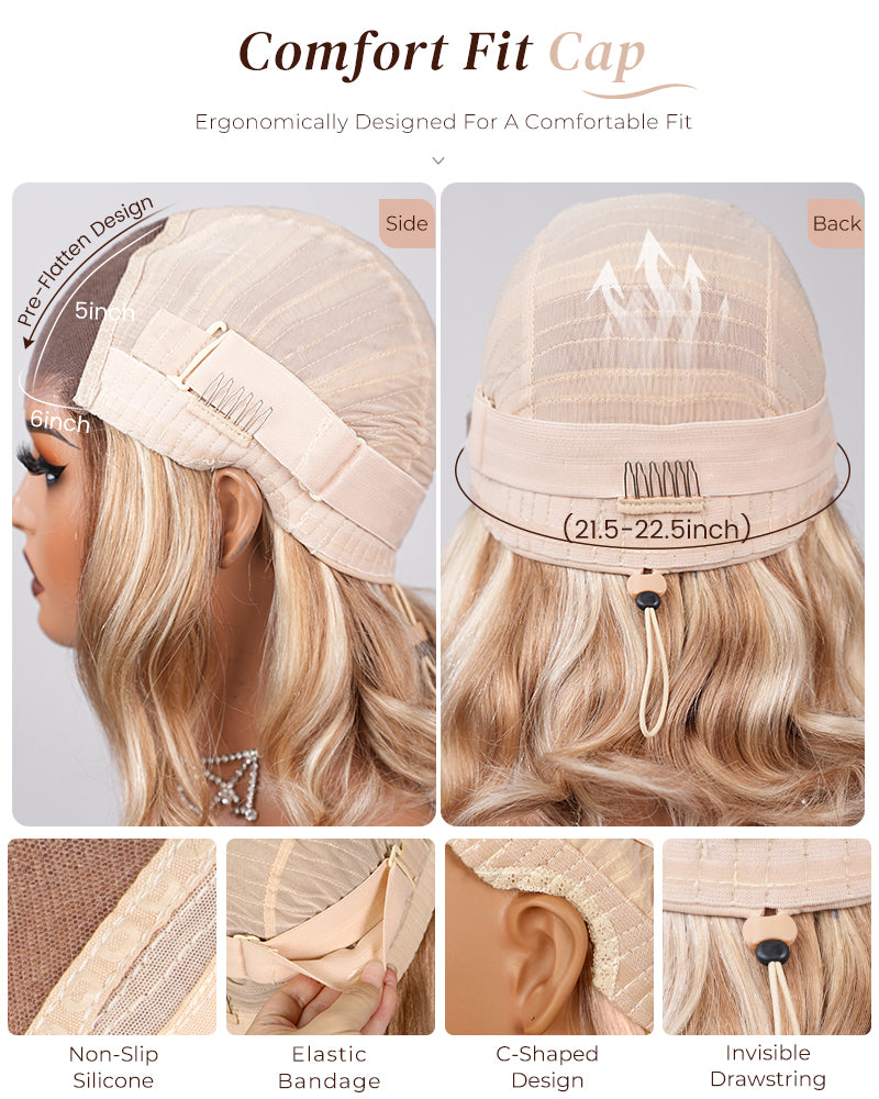 Arabella 6x5 invisible knots Glueless Loose Body Wave Bob Wig Pre-cut Lace Brown Blonde Ombre Beginner Friendly