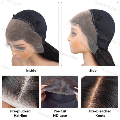 Brown Highlight Color Pre-Cut 13x4 Glueless Lace Front Natural Black Wear&amp;Go Upgrade HD Lace Body Wave  Human Hair Wig Beginner-Friendly