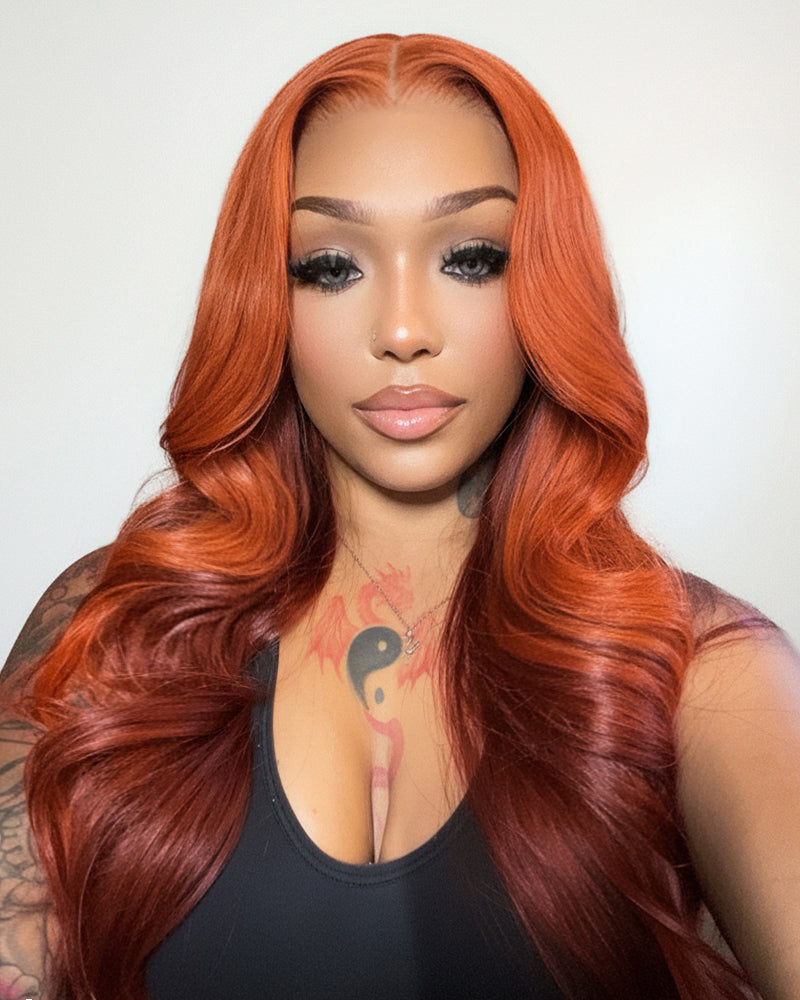 Arabella 6x5 invisible knots Glueless Ginger Ombre Loose Body Wave Wig Pre-cut Lace Beginner Friendly