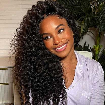 Glueless 5x5 Lace Curly Bohemian Style Natural Color Lace Frontal Colored Human Hair Wig