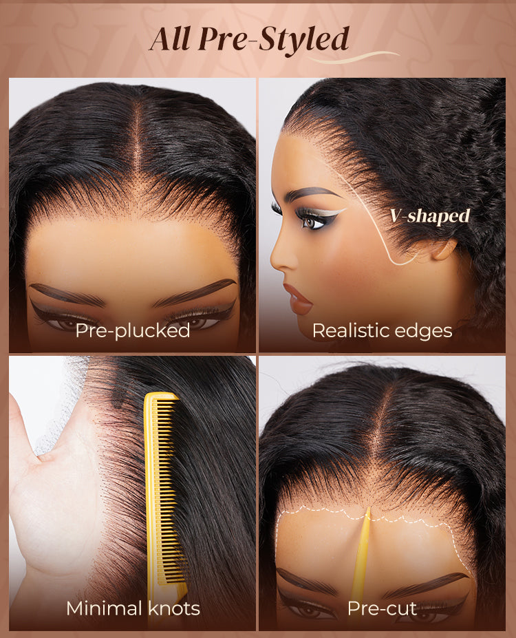 Glueless Wig Water Wave With Finger Coil Ends