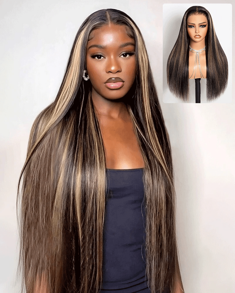 Arabella 13x6 Three-Go™ Balayage Highlight Glueless Wig Silky Straight With Drawstring 100% Human Hair Wig