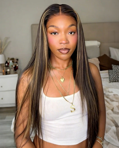 Arabella 13x6 Three-Go™ Balayage Highlight Glueless Wig Silky Straight With Drawstring 100% Human Hair Wig