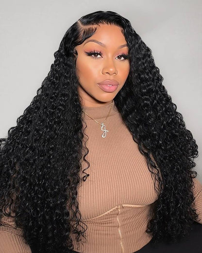 Deep Wave Natural Black 13x4 HD Lace Frontal Double Drawn Human Hair Wig