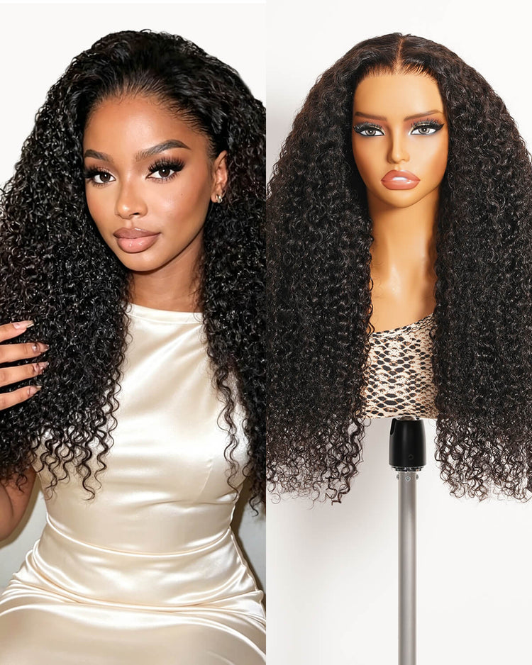 HD_Lace_Jerry_curly_natural_black_wig_natural_look_on_model_vs_mannequin_head_Arabella_HDETE-WIG-N-DC-1