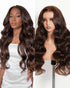 HD_Lace_chocolate_brown_body_wave_wig_natural_look_on_model_vs_mannequin_head_Arabella hair