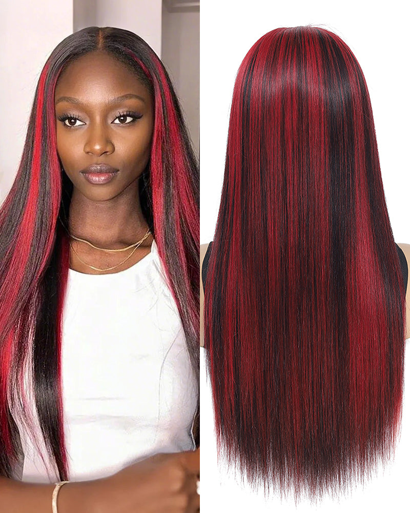 Ombre Black Hair With Red Highlights 20