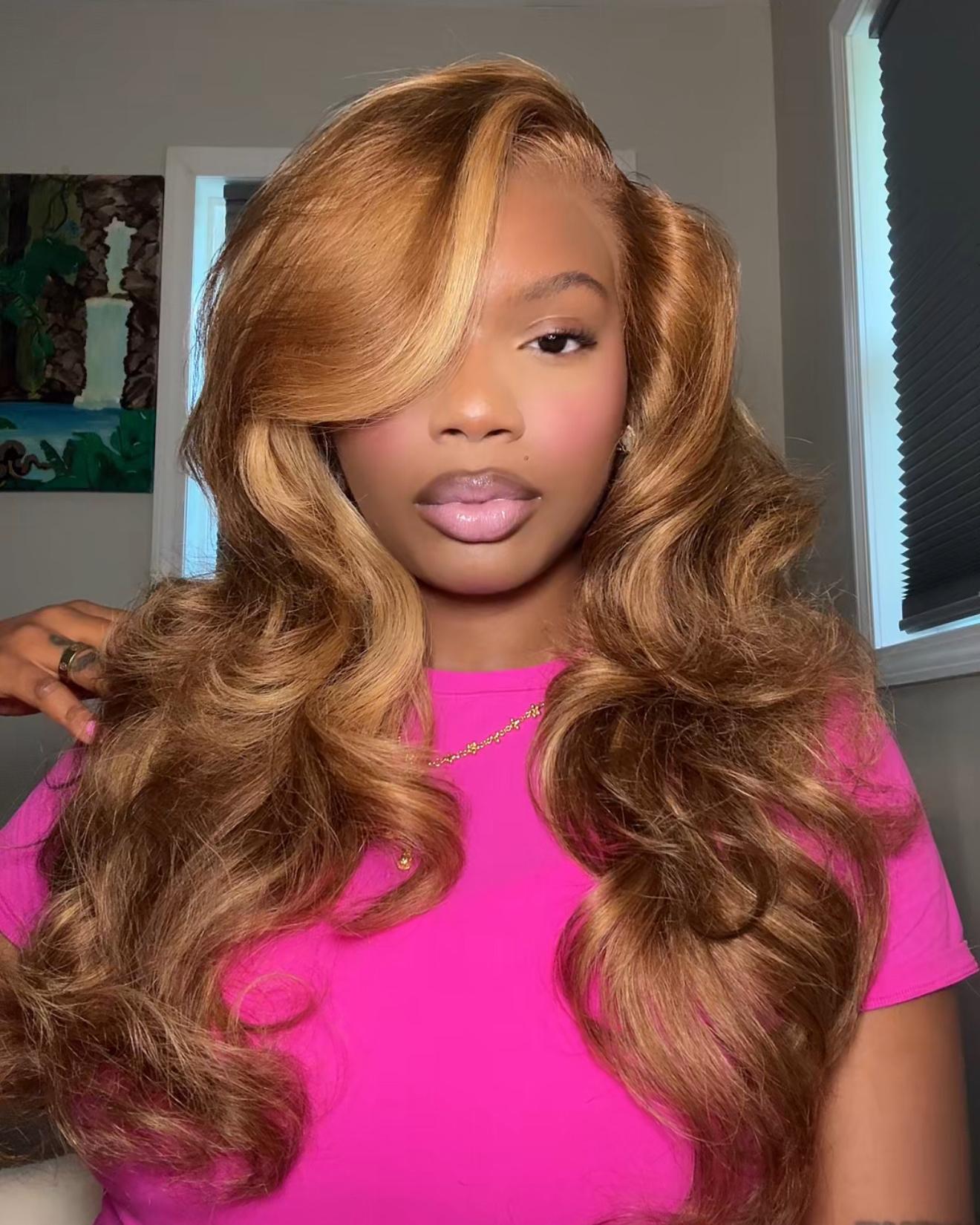 Honey Blonde Piano Highlight Color Body Wave 13x4/6x5 Lace Front Human Hair Wig
