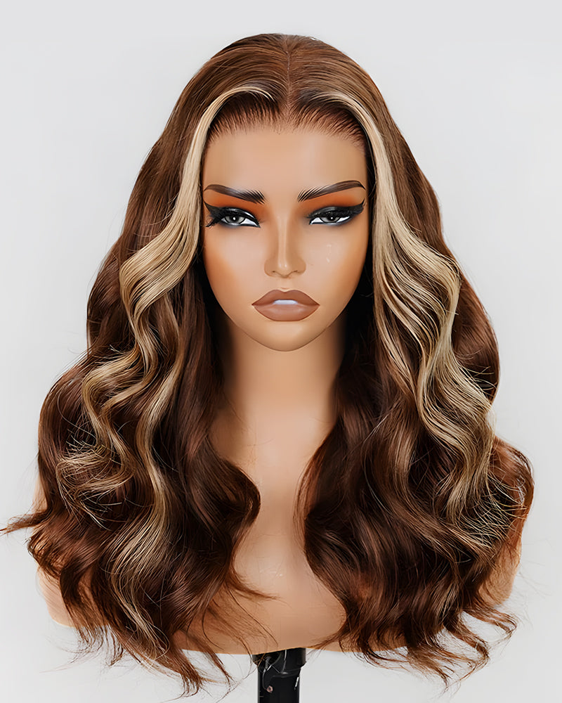 【Limited Design】Money Piece Highlight Colored Body Wave Glueless 6x5 Pre-Cut Lace Double Drawn Human Hair Wigs