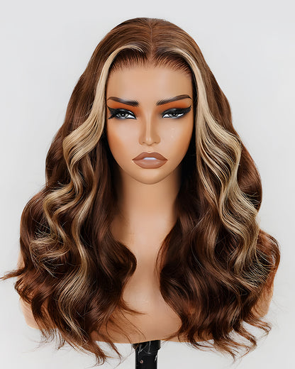 【Limited Design】Money Piece Highlight Colored Body Wave Glueless 6x5 Pre-Cut Lace Double Drawn Human Hair Wigs