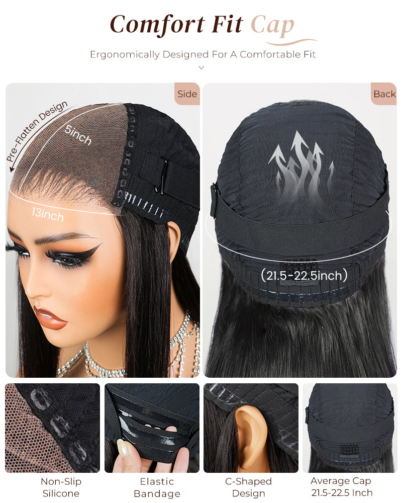 Glueless Natural Black Wavy Blowout 6x5 Pre-Cut Lace Human Hair Wigs
