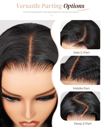 Glueless Natural Black Wavy Blowout 6x5 Pre-Cut Lace Human Hair Wigs
