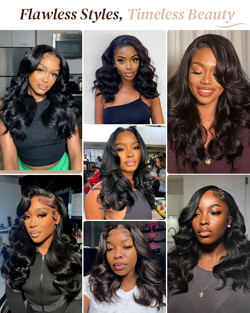 Glueless Natural Black Wavy Blowout 6x5 Pre-Cut Lace Human Hair Wigs