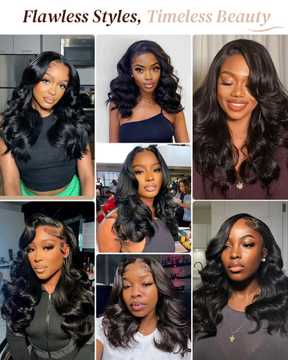 Glueless Natural Black Wavy Blowout 6x5 Pre-Cut Lace Human Hair Wigs