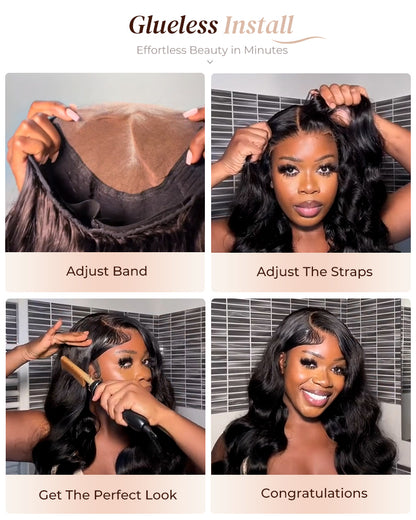 Glueless Natural Black Wavy Blowout 6x5 Pre-Cut Lace Human Hair Wigs